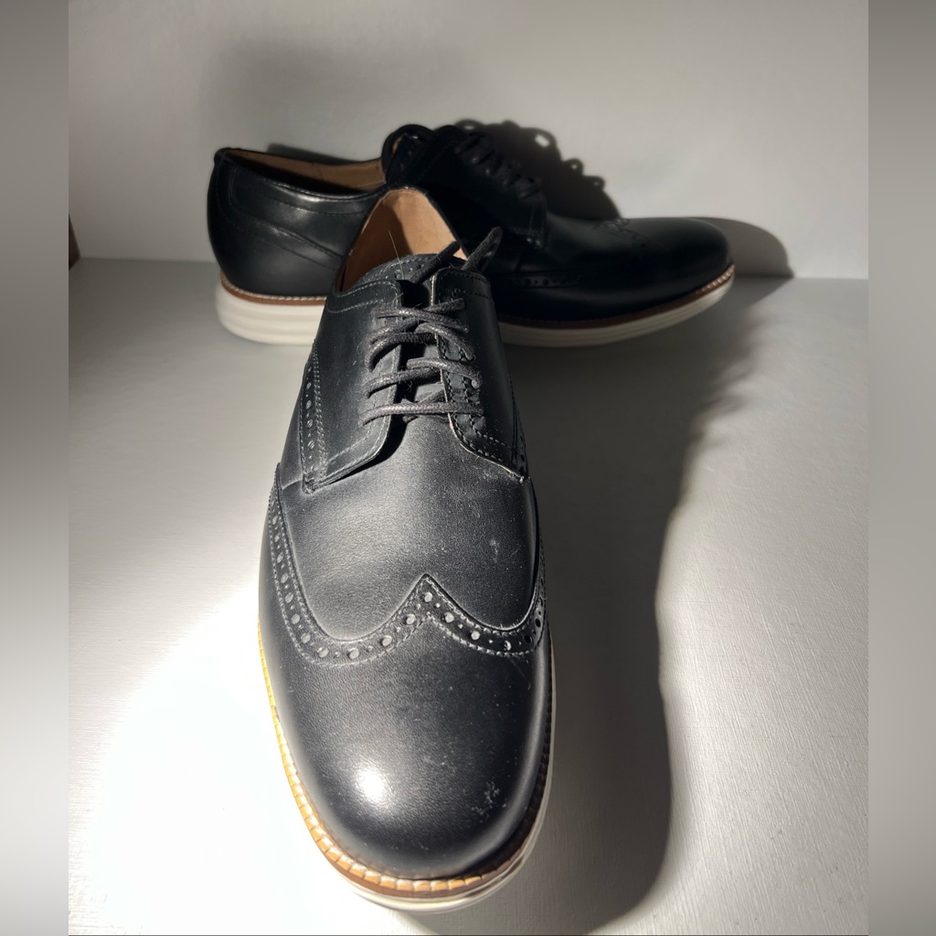 Cole Haan - Men's Grand Shortwing Oxford Shoe, Black Leather White, 11.5m Us
